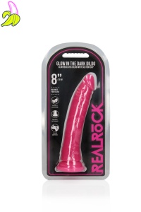 Slim Realistic Dildo with Suction Cup - Glow in the Dark - 8'' / 20 cm