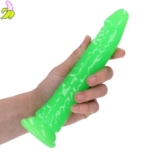 Slim Realistic Dildo with Suction Cup - Glow in the Dark - 8'' / 20 cm