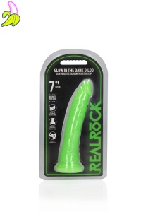 Slim Realistic Dildo with Suction Cup - Glow in the Dark - 7'' / 18 cm