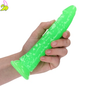 Slim Realistic Dildo with Suction Cup - Glow in the Dark - 7'' / 18 cm