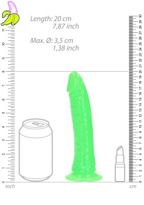 Slim Realistic Dildo with Suction Cup - Glow in the Dark - 7'' / 18 cm