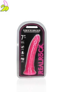 Slim Realistic Dildo with Suction Cup - Glow in the Dark - 7'' / 18 cm