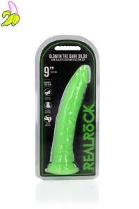 Slim Realistic Dildo with Suction Cup - Glow in the Dark - 9'' / 22,5 cm