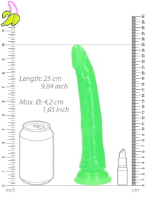 Slim Realistic Dildo with Suction Cup - Glow in the Dark - 9'' / 22,5 cm