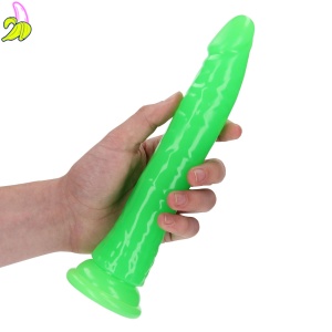 Slim Realistic Dildo with Suction Cup - Glow in the Dark - 9'' / 22,5 cm
