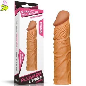 Add 2"" Pleasure X Tender Penis Sleeve Brown