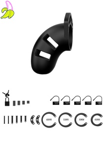 Model 20 - Chastity - 3.5"""" - Silicone Cock Cage - Black