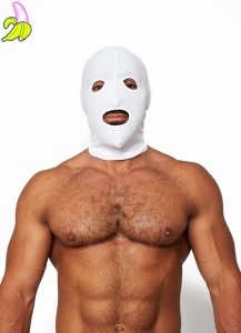 Mister B Lycra Hood Eyes and Mouth Open White