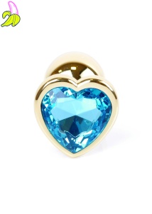 Plug-Jewellery Gold  Heart PLUG- Light Blue