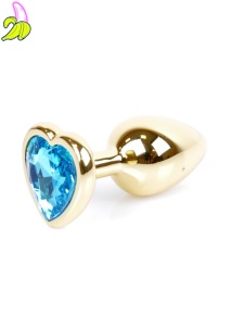 Plug-Jewellery Gold  Heart PLUG- Light Blue