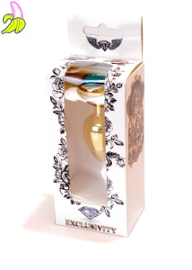 Plug-Jewellery Gold  Heart PLUG- Light Blue