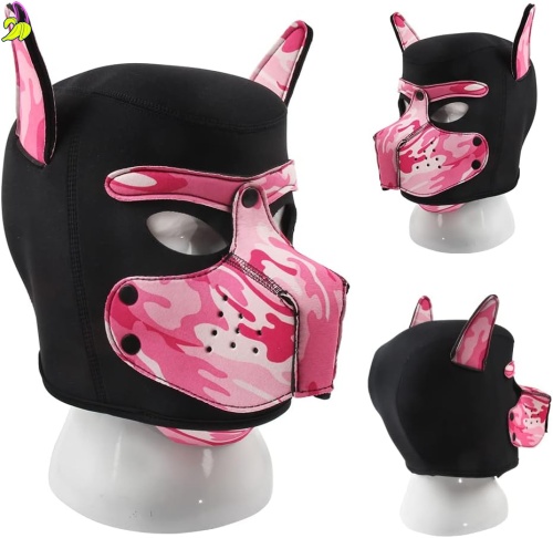 Kinky Puppy Neoprene Puppy Hood maska psa pink moro