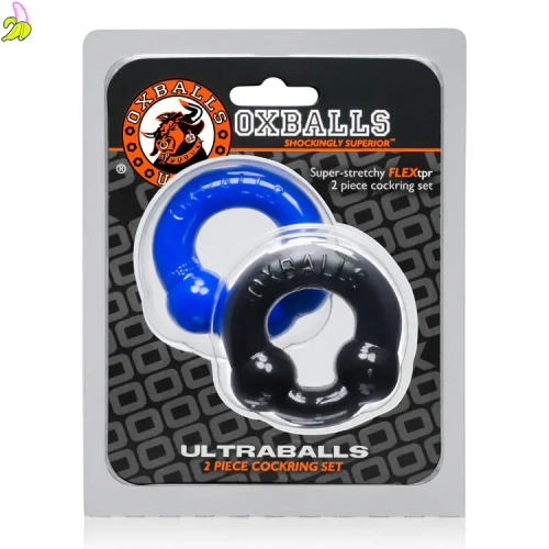 Oxballs Ultraballs 2-Pack Cockring Black + Police Blue