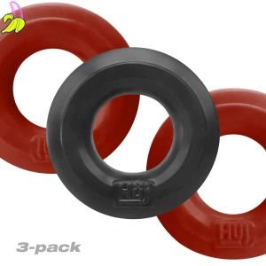 Hünkyjunk Cockring 3-Pack - Cherry + Tar Ice 3-pak pierścieni erekcyjnych