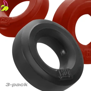 Hünkyjunk Cockring 3-Pack - Cherry + Tar Ice 3-pak pierścieni erekcyjnych