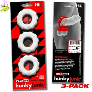 Hünkyjunk SUPER HUJ 3-pack Cockrings White Ice