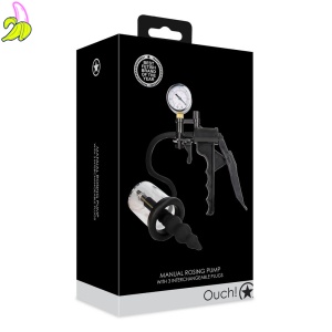 OUCH! Ręczna pompka analna, plug z trzema końcówkami 