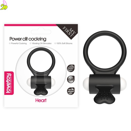 Wibrujący cock ring- Power Clit Silicone Black