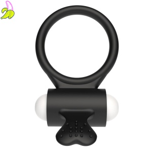 Wibrujący cock ring- Power Clit Silicone Black