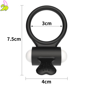 Wibrujący cock ring- Power Clit Silicone Black