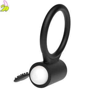 Wibrujący cock ring- Power Clit Silicone Black