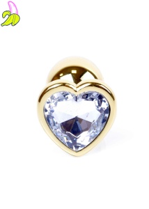 Plug-Jewellery Gold  Heart PLUG- Clear