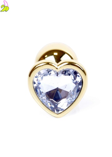 Plug-Jewellery Gold  Heart PLUG- Clear