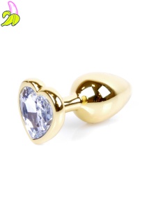 Plug-Jewellery Gold  Heart PLUG- Clear