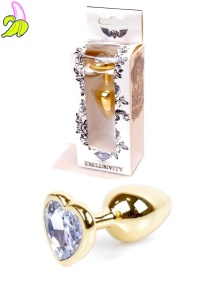 Plug-Jewellery Gold  Heart PLUG- Clear