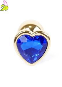 Plug-Jewellery Gold  Heart PLUG- Dark Blue