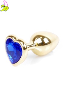 Plug-Jewellery Gold  Heart PLUG- Dark Blue