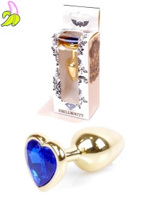 Plug-Jewellery Gold  Heart PLUG- Dark Blue