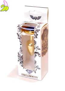 Plug-Jewellery Gold  Heart PLUG- Dark Blue