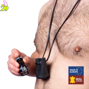 Skórzana zawieszka z saszetką na poppersa