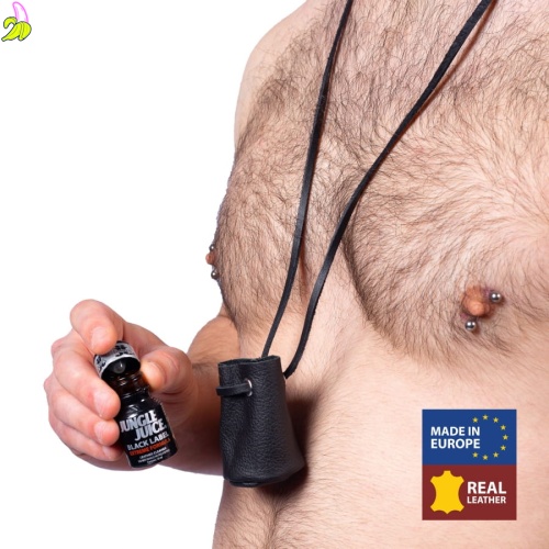 Skórzana zawieszka z saszetką na poppersa