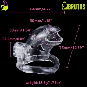 Brutus Klatka Cnoty na penisa- Shark Chastity Cage Clear 7x4 cm