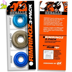 RIMZ Softlips Cockring 3-pack Blue 2x19mm 1x20mm
