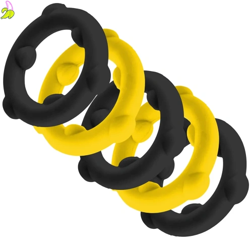 Oxballs Gearheads Cockring 5-pack yellow/black 25mm