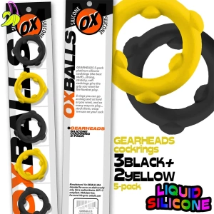 Oxballs Gearheads Cockring 5-pack yellow/black 25mm