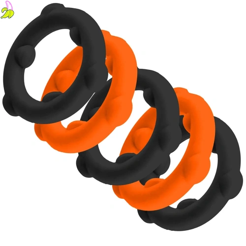 Oxballs Gearheads Cockring 5-pack orange/black 25mm