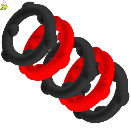 Oxballs Gearheads Cockring 5-pack red/black 25mm