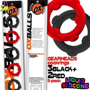 Oxballs Gearheads Cockring 5-pack red/black 25mm