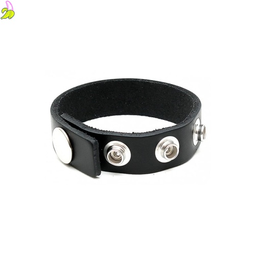 RIMBA Leather Cockring Raw 4 snaps Black- skórzany cockring