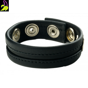 Prowler Red cockring skórzany pierścień erekcyjny - cały czarny - 3 zatrzaski