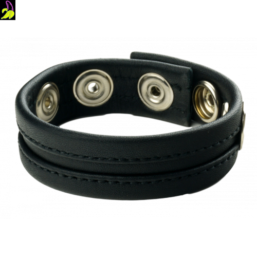 Prowler Red cockring skórzany pierścień erekcyjny - cały czarny - 3 zatrzaski