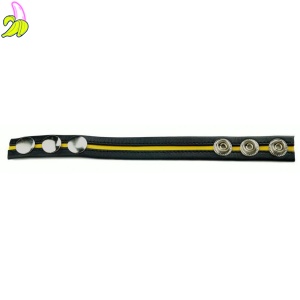 Prowler Red cockring skórzany pierścień erekcyjny - czarny z żółtym paskiem- 3 zatrzaski