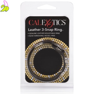 CalExotics Adjustable Cockring 3 snaps skórzay pierścień erekcyjny 3 zatrzaski