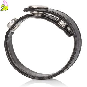 CalExotics Adjustable Cockring 3 snaps skórzay pierścień erekcyjny 3 zatrzaski