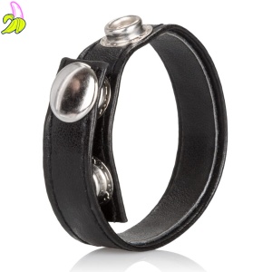 CalExotics Adjustable Cockring 3 snaps skórzay pierścień erekcyjny 3 zatrzaski