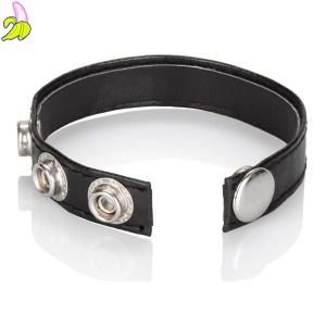 CalExotics Adjustable Cockring 3 snaps skórzay pierścień erekcyjny 3 zatrzaski